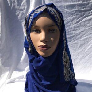 BLUE Fashion Scarf Women's Plain Chiffon Head wrap Hijab Head Scarves